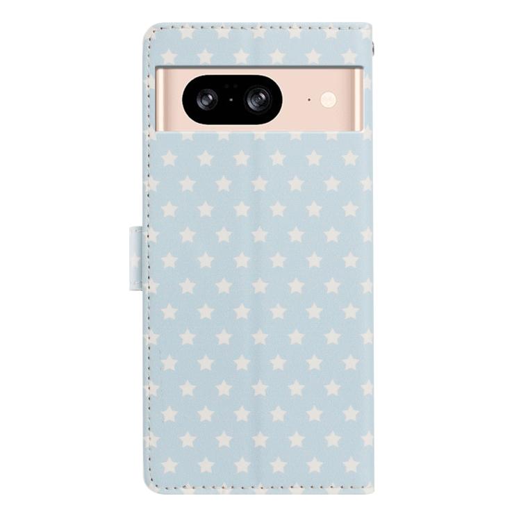 For Google Pixel 8 Star Pattern Magnetic Buckle Vegan Leather Phone Case with Wrist Strap