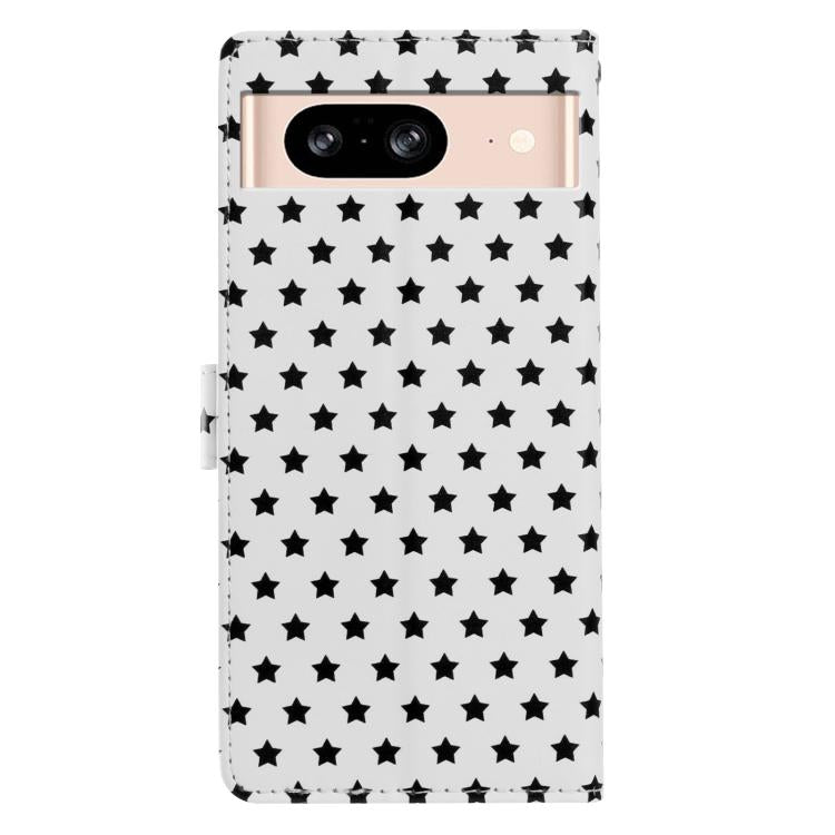 For Google Pixel 8 Star Pattern Magnetic Buckle Vegan Leather Phone Case with Wrist Strap