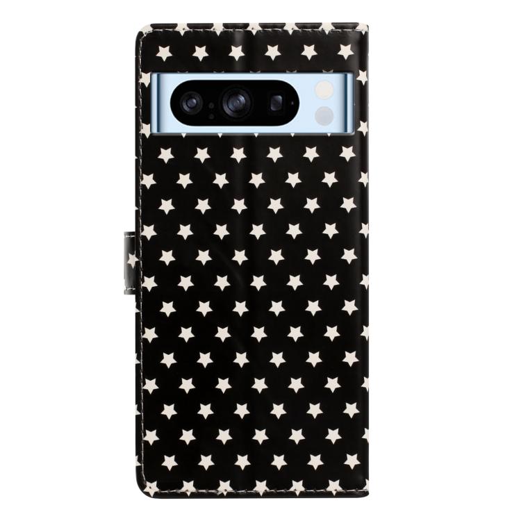 For Google Pixel 8 Pro Star Pattern Magnetic Buckle Vegan Leather Phone Case with Wrist Strap