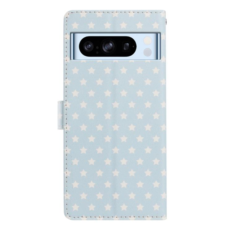 For Google Pixel 8 Pro Star Pattern Magnetic Buckle Vegan Leather Phone Case with Wrist Strap