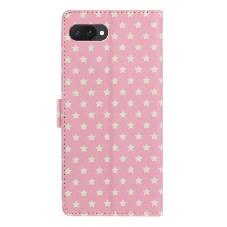 For Google Pixel 9a Star Pattern Magnetic Buckle Vegan Leather Phone Case with Wrist Strap