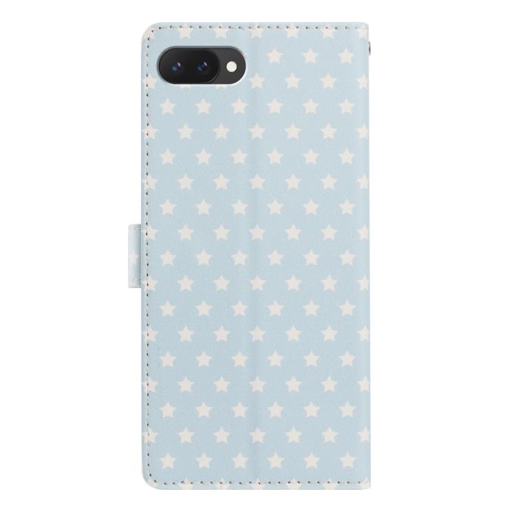 For Google Pixel 9a Star Pattern Magnetic Buckle Vegan Leather Phone Case with Wrist Strap