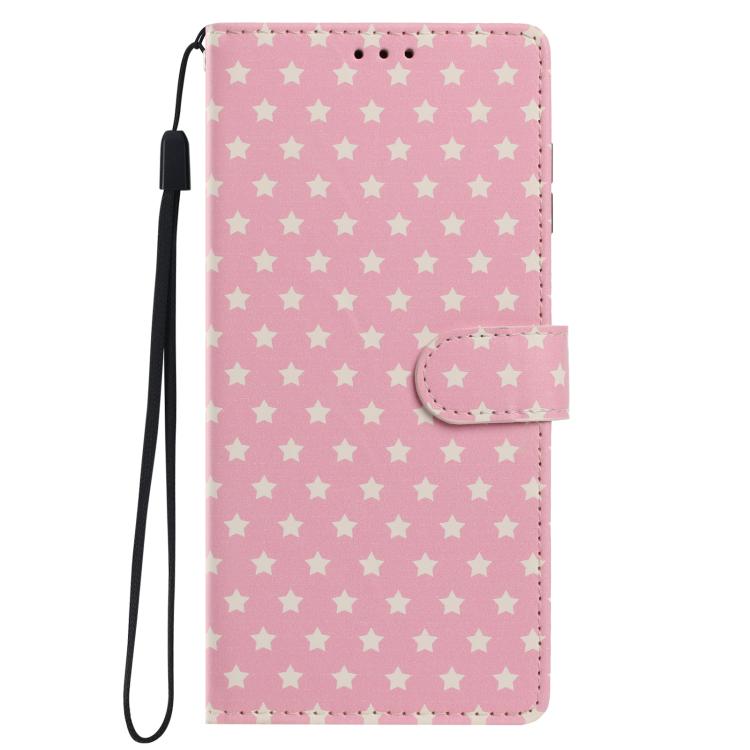 For Google Pixel 8a Star Pattern Magnetic Buckle Vegan Leather Phone Case with Wrist Strap