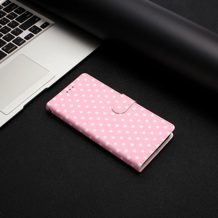 For Google Pixel 8a Star Pattern Magnetic Buckle Vegan Leather Phone Case with Wrist Strap
