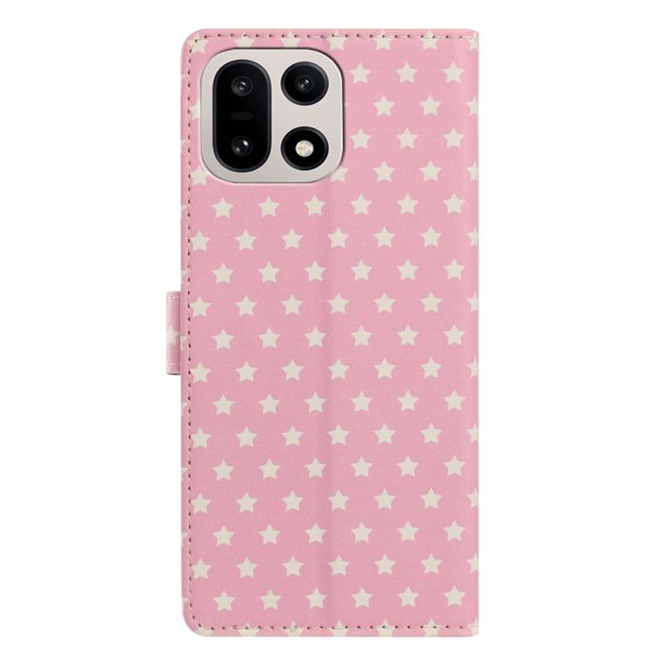 For OnePlus 15 Star Pattern Magnetic Buckle Vegan Leather Phone Case with Wrist Strap