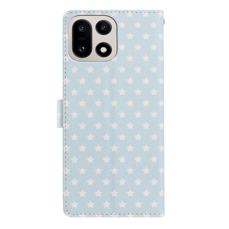 For OnePlus 15 Star Pattern Magnetic Buckle Vegan Leather Phone Case with Wrist Strap