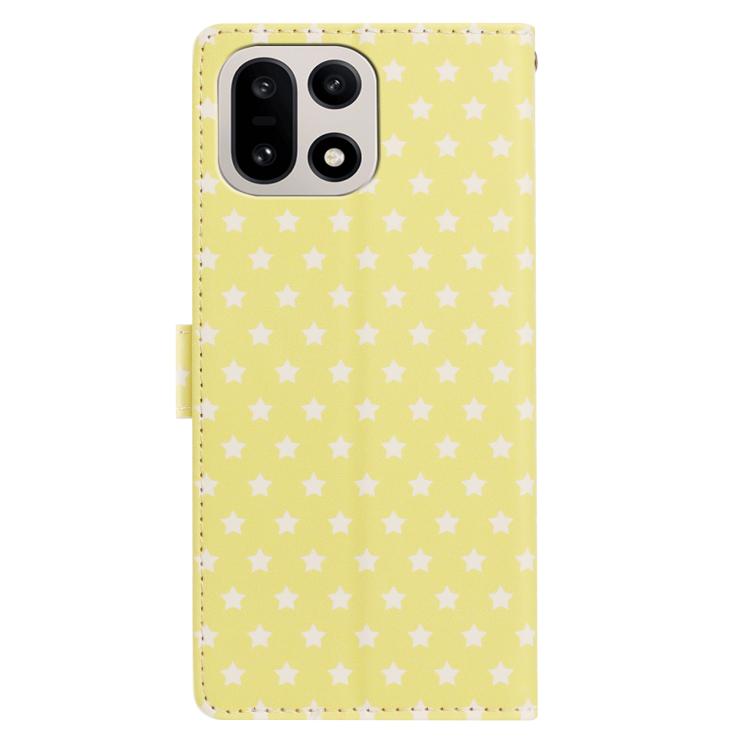 For OnePlus 15 Star Pattern Magnetic Buckle Vegan Leather Phone Case with Wrist Strap