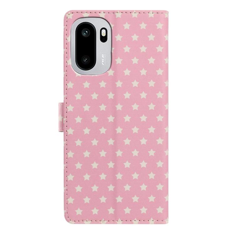 For OnePlus Ace 6 Star Pattern Magnetic Buckle Vegan Leather Phone Case with Wrist Strap