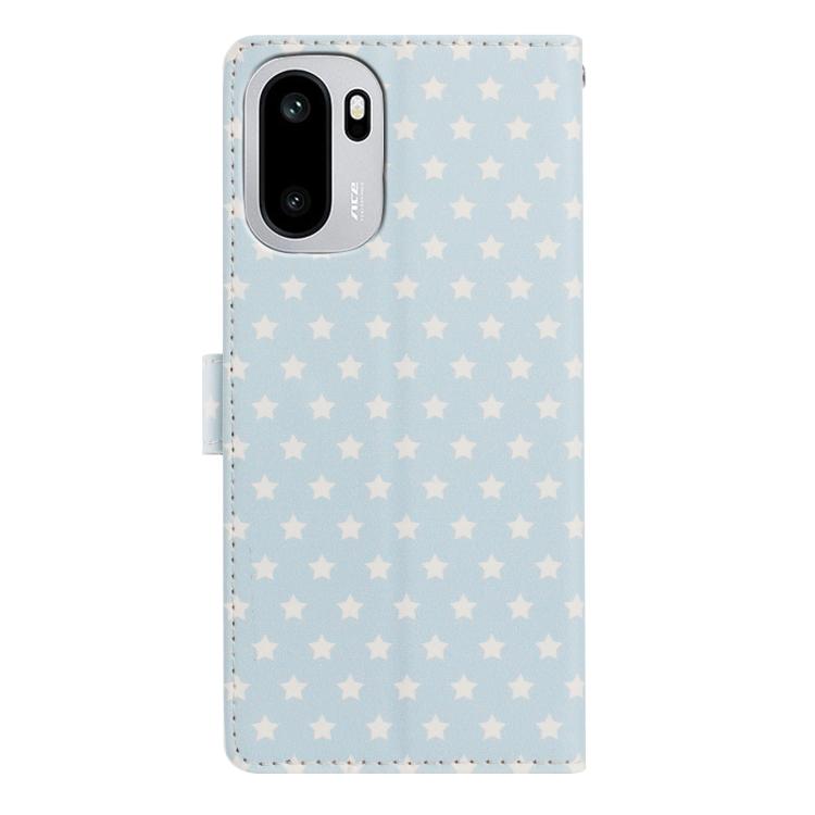For OnePlus Ace 6 Star Pattern Magnetic Buckle Vegan Leather Phone Case with Wrist Strap