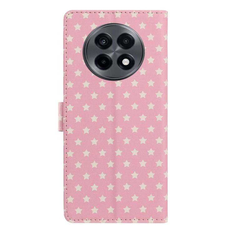 For OnePlus Ace  Star Pattern Magnetic Buckle Vegan Leather Phone Case with Wrist Strap
