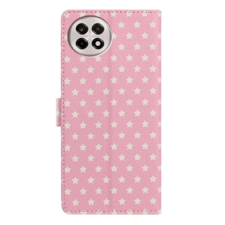 For OnePlus Ace 5 Star Pattern Magnetic Buckle Vegan Leather Phone Case with Wrist Strap