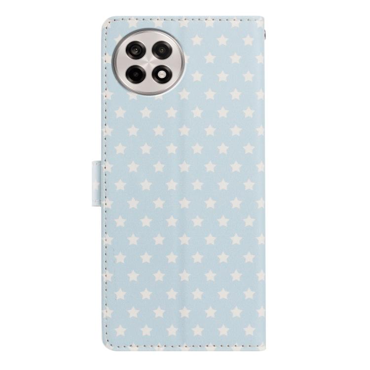 For OnePlus Ace 5 Star Pattern Magnetic Buckle Vegan Leather Phone Case with Wrist Strap