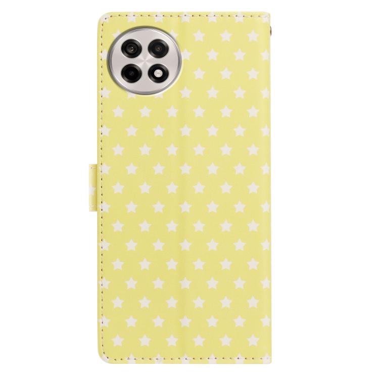 For OnePlus Ace 5 Star Pattern Magnetic Buckle Vegan Leather Phone Case with Wrist Strap