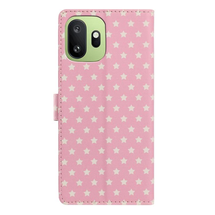 For OnePlus 15T Star Pattern Magnetic Buckle Vegan Leather Phone Case with Wrist Strap