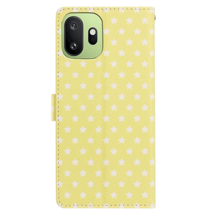 For OnePlus 15T Star Pattern Magnetic Buckle Vegan Leather Phone Case with Wrist Strap
