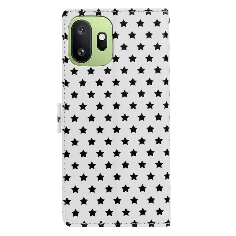 For OnePlus 15T Star Pattern Magnetic Buckle Vegan Leather Phone Case with Wrist Strap