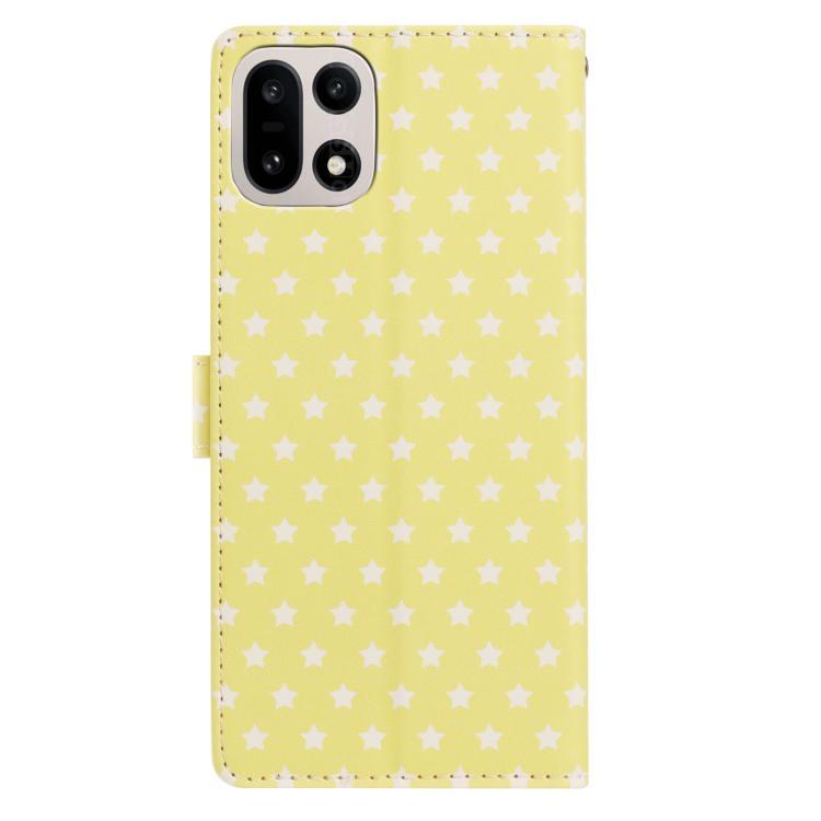 For OnePlus 13 Star Pattern Magnetic Buckle Vegan Leather Phone Case with Wrist Strap