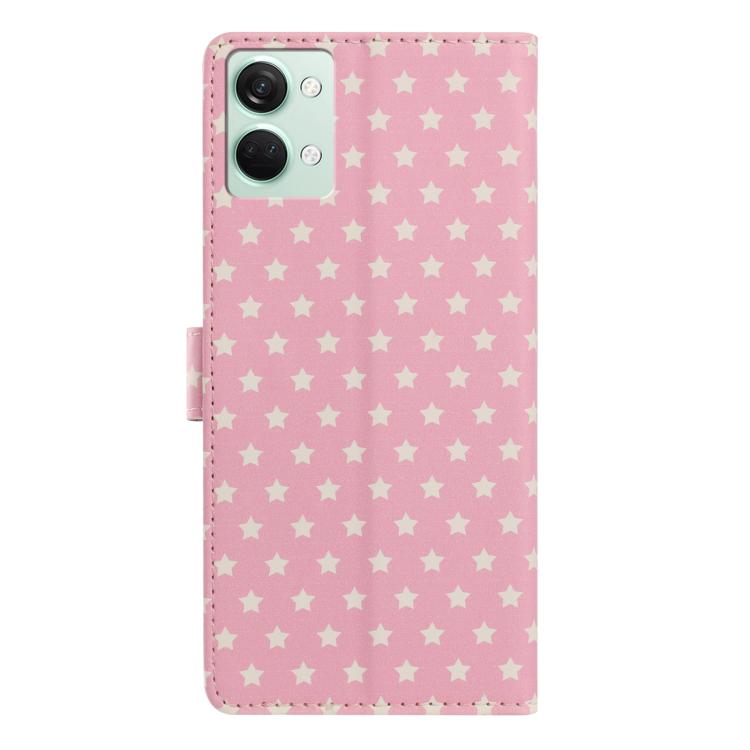 For OnePlus Nord3 Star Pattern Magnetic Buckle Vegan Leather Phone Case with Wrist Strap