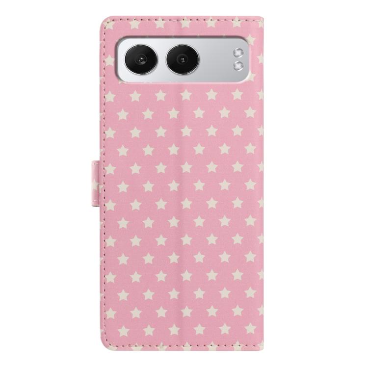 For OnePlus Nord4 Star Pattern Magnetic Buckle Vegan Leather Phone Case with Wrist Strap