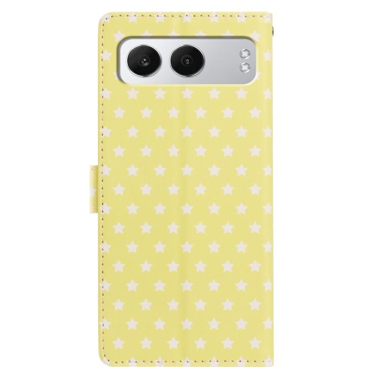 For OnePlus Nord4 Star Pattern Magnetic Buckle Vegan Leather Phone Case with Wrist Strap