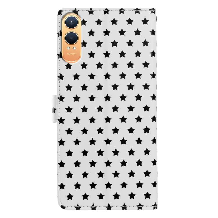 For OnePlus Nord CE4 Star Pattern Magnetic Buckle Vegan Leather Phone Case with Wrist Strap