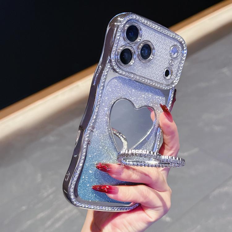 For iPhone 17 Pro Max Star Diamond Electroplated TPU Glitter Phone Case with Rhinestone Mirror Holder