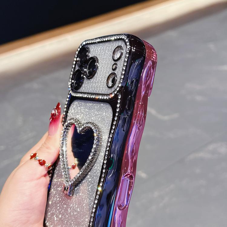For iPhone 17 Pro Max Star Diamond Electroplated TPU Glitter Phone Case with Rhinestone Mirror Holder
