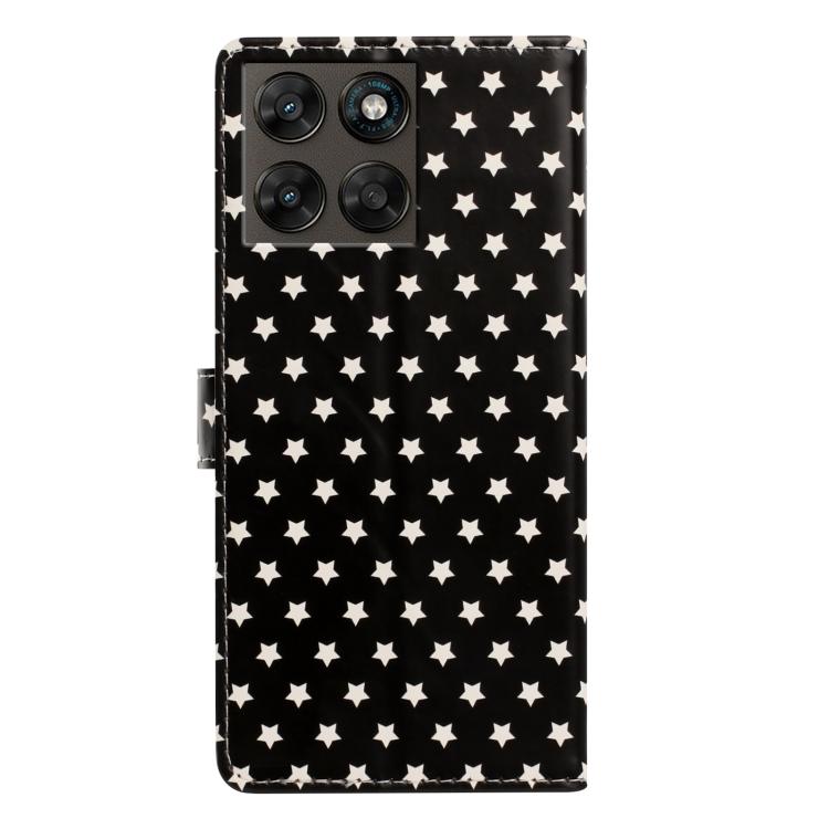 For Motorola Moto G77 5G Star Pattern Magnetic Buckle Vegan Leather Phone Case with Wrist Strap