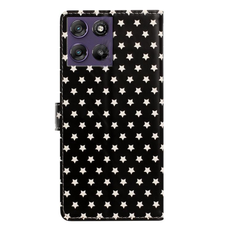 For Motorola Moto G67 5G Star Pattern Magnetic Buckle Vegan Leather Phone Case with Wrist Strap