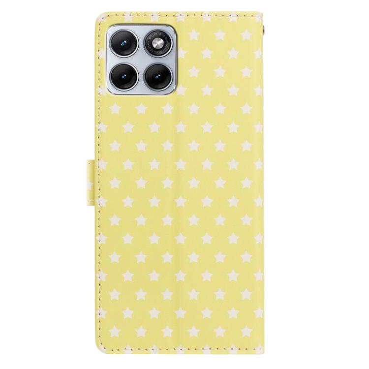 For Motorola Edge 70 Fusion 5G Star Pattern Magnetic Buckle Vegan Leather Phone Case with Wrist Strap