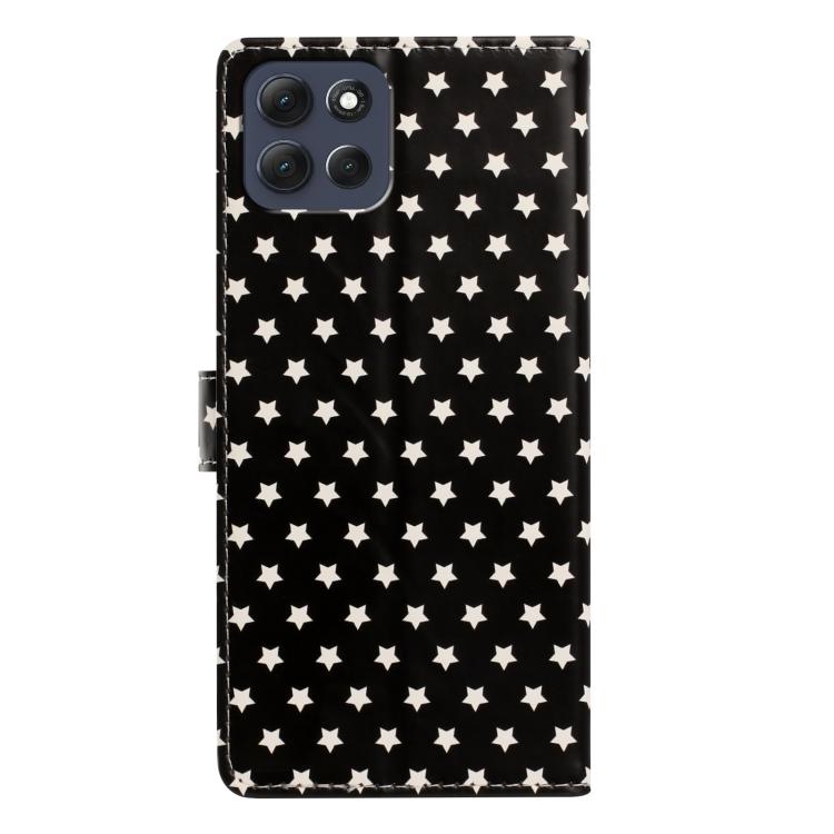 For Motorola Moto G86 5G / G86 Power Star Pattern Magnetic Buckle Vegan Leather Phone Case with Wrist Strap