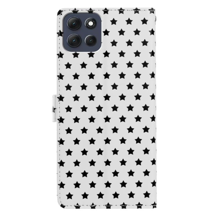 For Motorola Moto G86 5G / G86 Power Star Pattern Magnetic Buckle Vegan Leather Phone Case with Wrist Strap