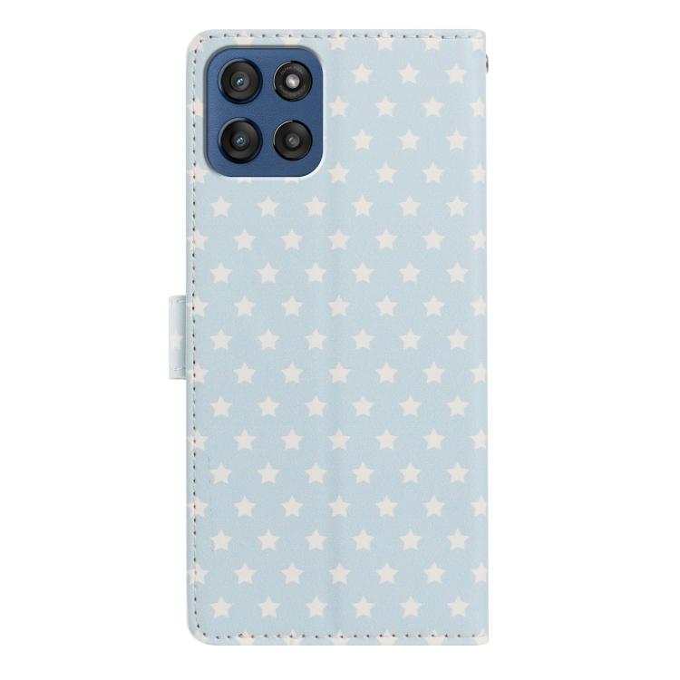 For Motorola Edge 60 Star Pattern Magnetic Buckle Vegan Leather Phone Case with Wrist Strap