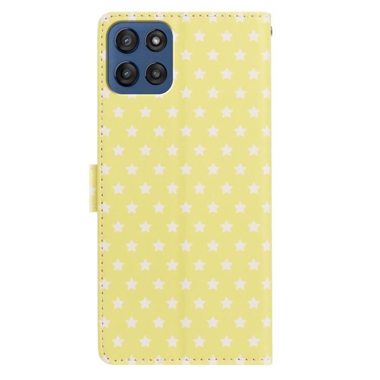 For Motorola Edge 60 Star Pattern Magnetic Buckle Vegan Leather Phone Case with Wrist Strap