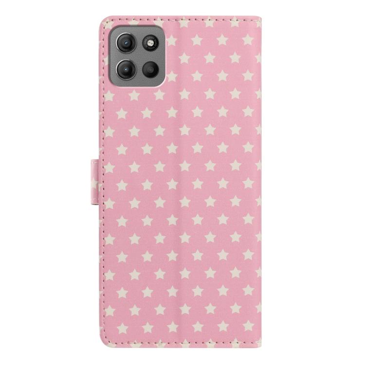For Motorola Moto   G15 Star Pattern Magnetic Buckle Vegan Leather Phone Case with Wrist Strap