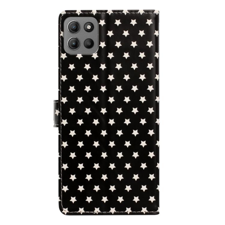 For Motorola Moto   G15 Star Pattern Magnetic Buckle Vegan Leather Phone Case with Wrist Strap