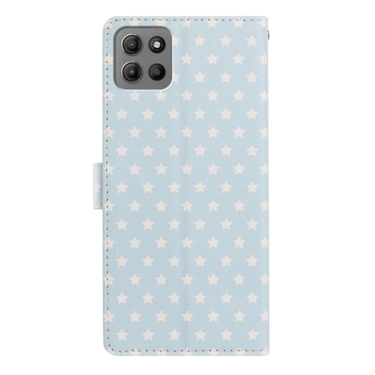 For Motorola Moto   G15 Star Pattern Magnetic Buckle Vegan Leather Phone Case with Wrist Strap