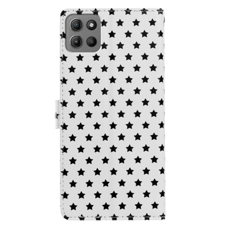 For Motorola Moto   G15 Star Pattern Magnetic Buckle Vegan Leather Phone Case with Wrist Strap