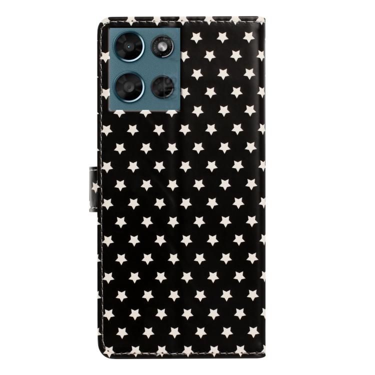 For Motorola Moto G play  - 2025 Star Pattern Magnetic Buckle Vegan Leather Phone Case with Wrist Strap