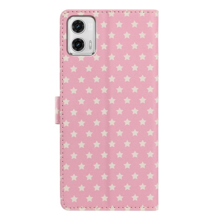 For Motorola Moto G75 5G Star Pattern Magnetic Buckle Vegan Leather Phone Case with Wrist Strap