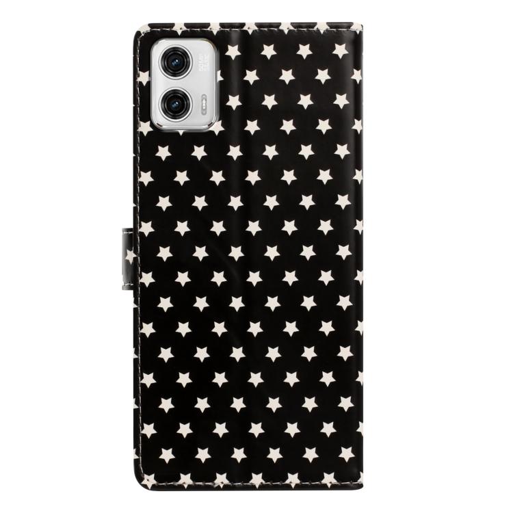 For Motorola Moto G75 5G Star Pattern Magnetic Buckle Vegan Leather Phone Case with Wrist Strap