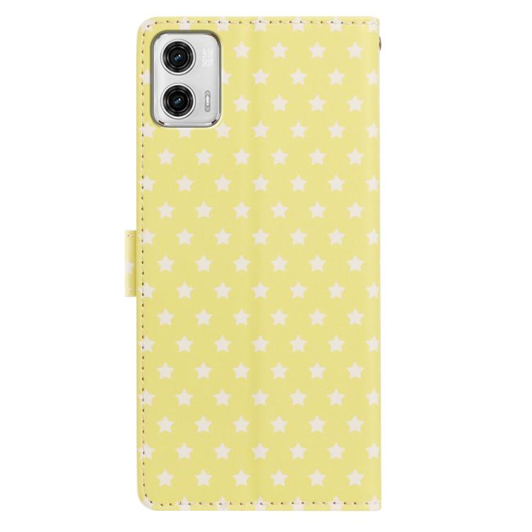 For Motorola Moto G75 5G Star Pattern Magnetic Buckle Vegan Leather Phone Case with Wrist Strap