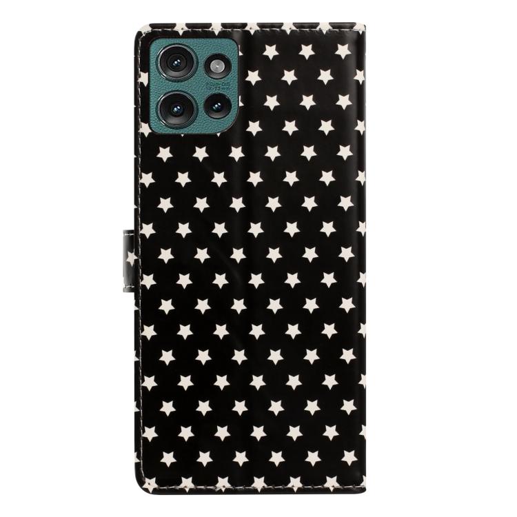 For Motorola Edge 50 Star Pattern Magnetic Buckle Vegan Leather Phone Case with Wrist Strap