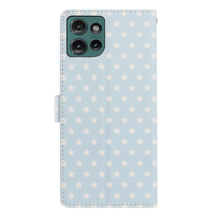 For Motorola Edge 50 Star Pattern Magnetic Buckle Vegan Leather Phone Case with Wrist Strap