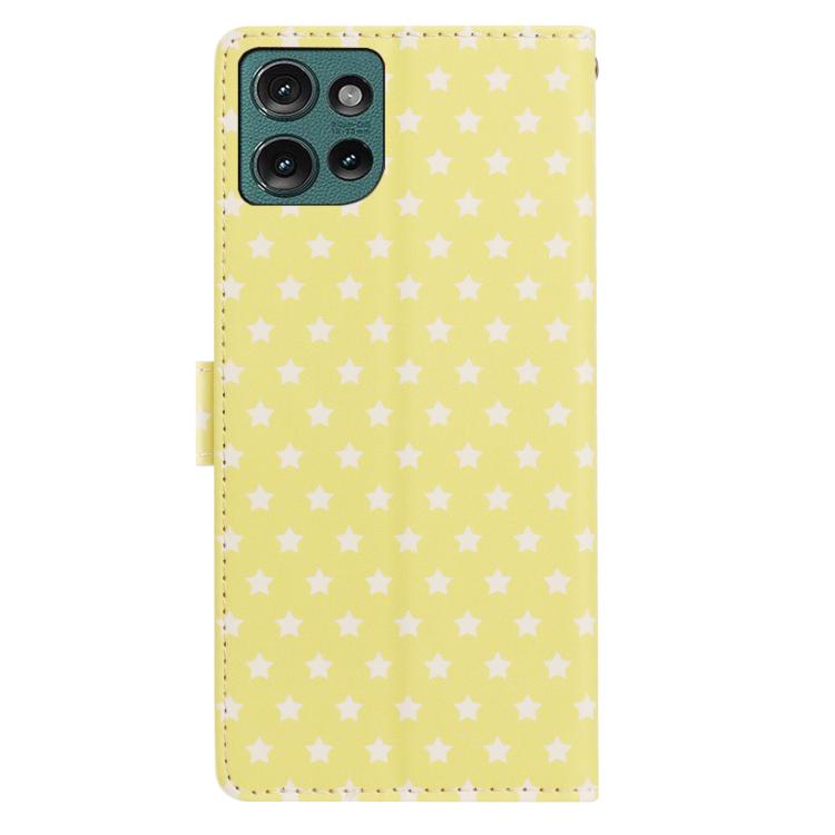 For Motorola Edge 50 Star Pattern Magnetic Buckle Vegan Leather Phone Case with Wrist Strap