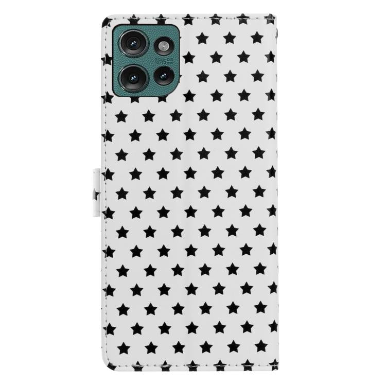 For Motorola Edge 50 Star Pattern Magnetic Buckle Vegan Leather Phone Case with Wrist Strap