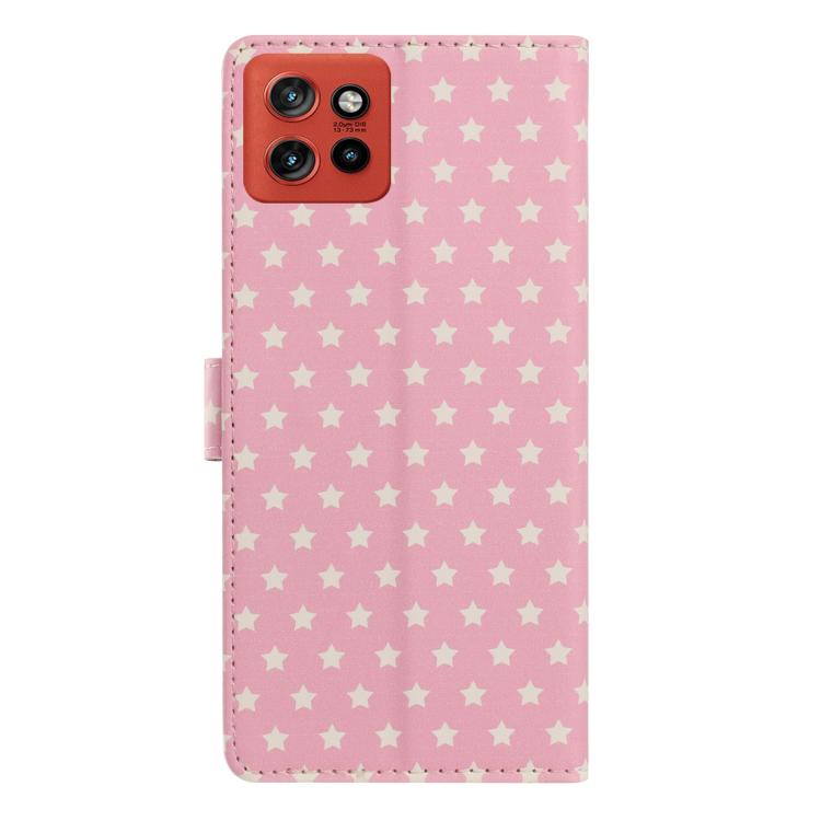 For Motorola Edge 50 Neo Star Pattern Magnetic Buckle Vegan Leather Phone Case with Wrist Strap