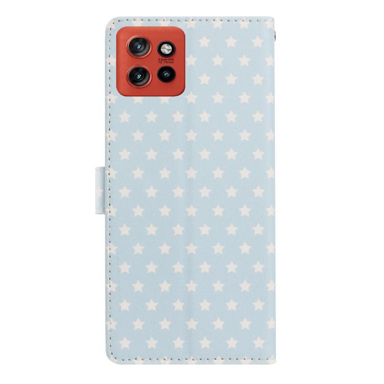 For Motorola Edge 50 Neo Star Pattern Magnetic Buckle Vegan Leather Phone Case with Wrist Strap
