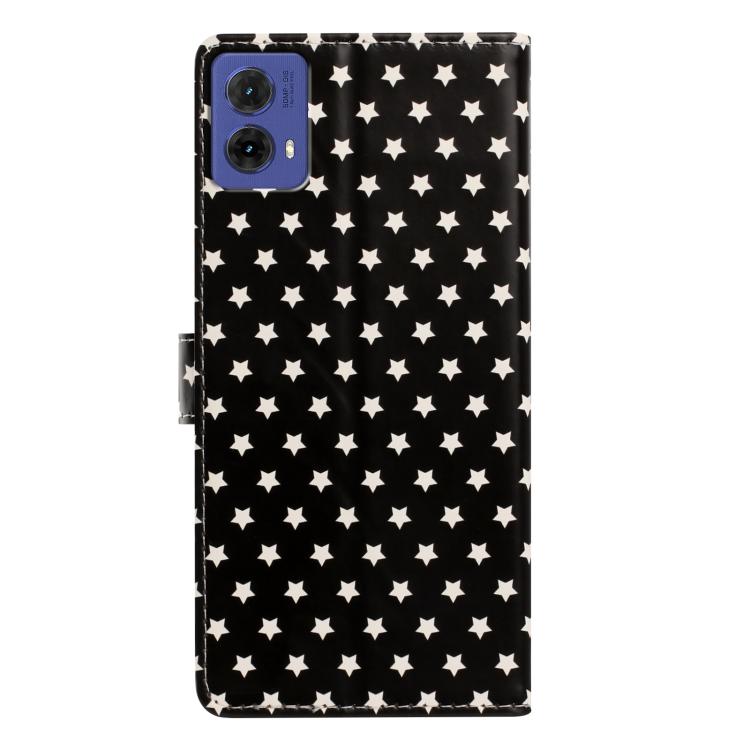For Motorola Moto G85 Star Pattern Magnetic Buckle Vegan Leather Phone Case with Wrist Strap