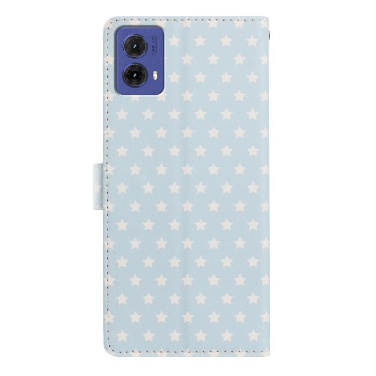 For Motorola Moto G85 Star Pattern Magnetic Buckle Vegan Leather Phone Case with Wrist Strap